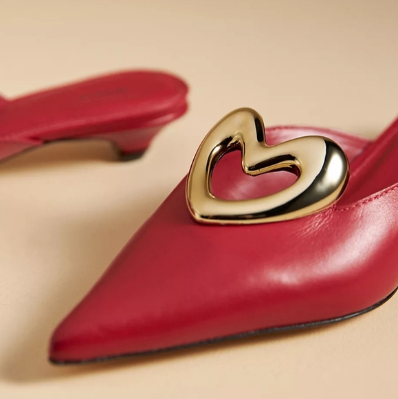 Maeve Heart Mule Heels, Size 37, US 6 - 6 1/2 , Retail $170.00, Color: Red - Picture 3 of 7